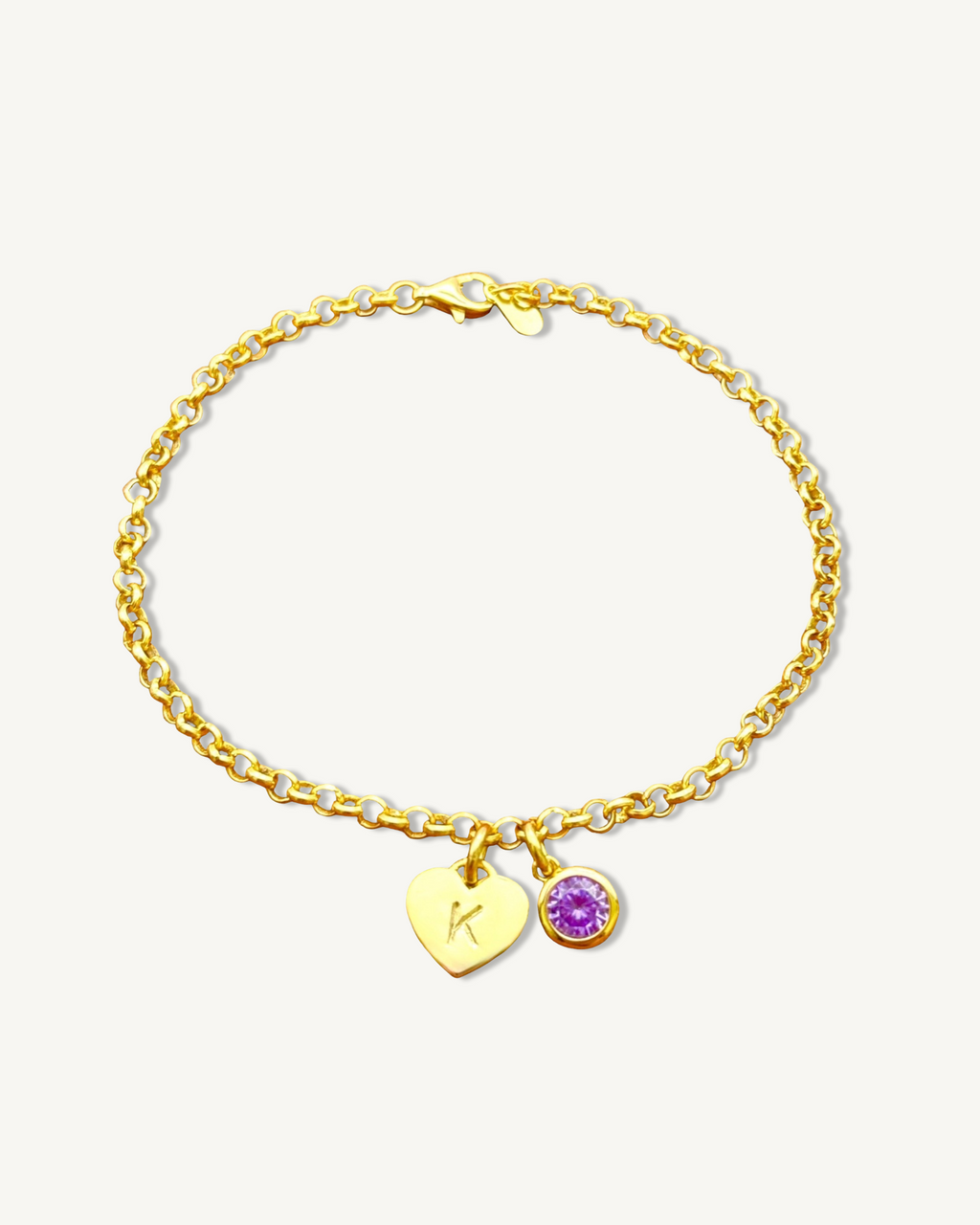 Custom Heart Initial with Birthstone Bracelet