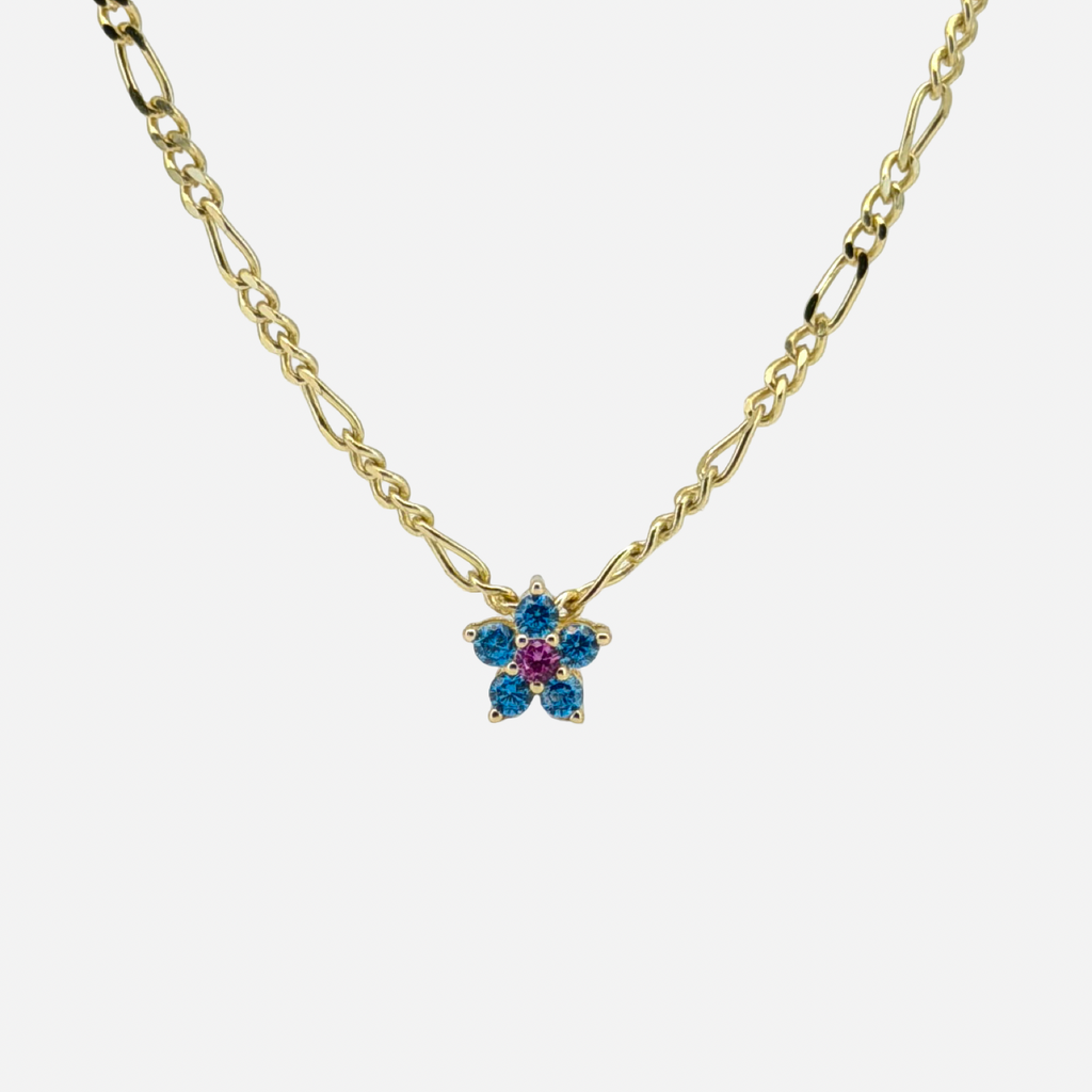 Choose Flower In Figaro Chain Necklace