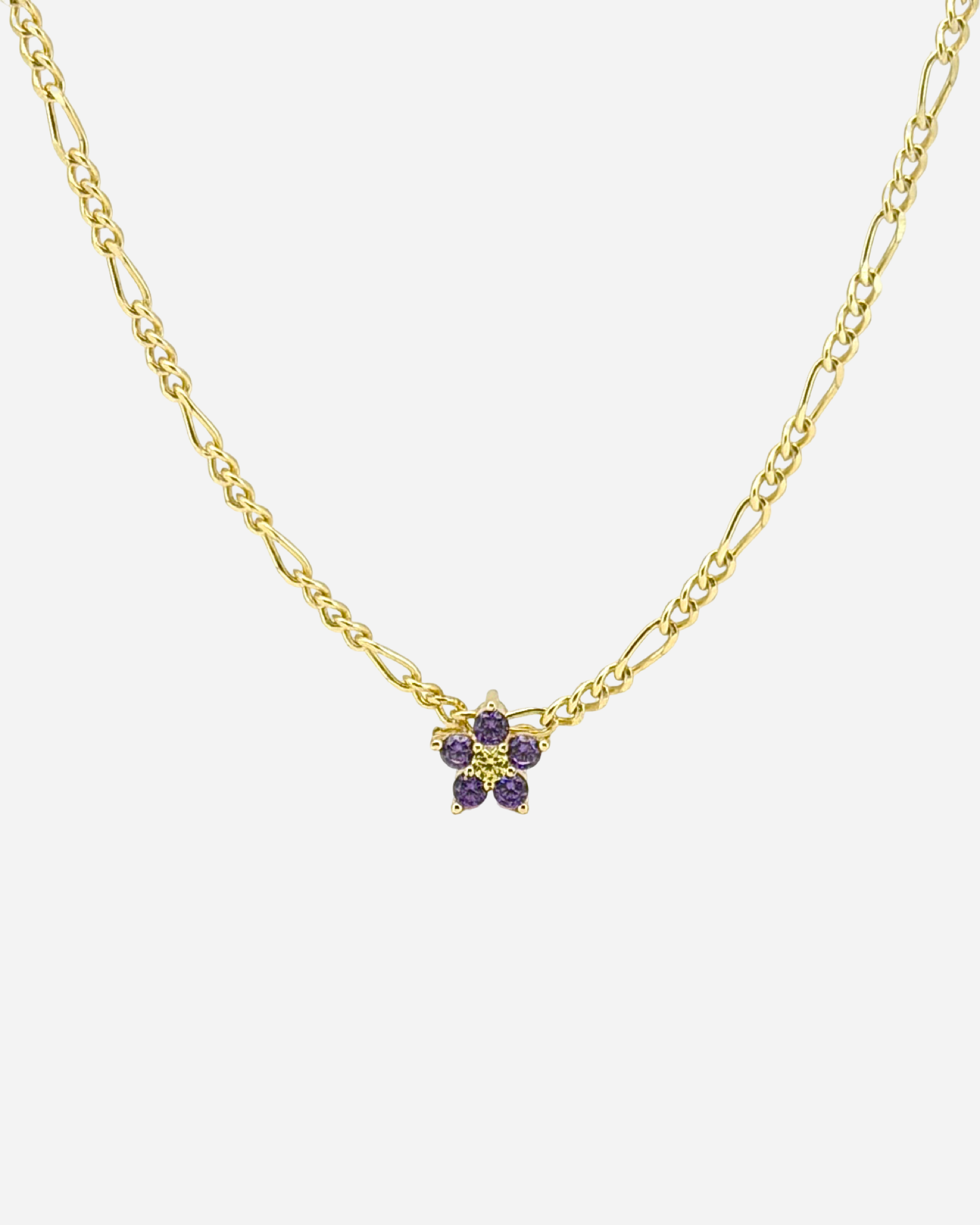 Choose Flower In Figaro Chain Necklace