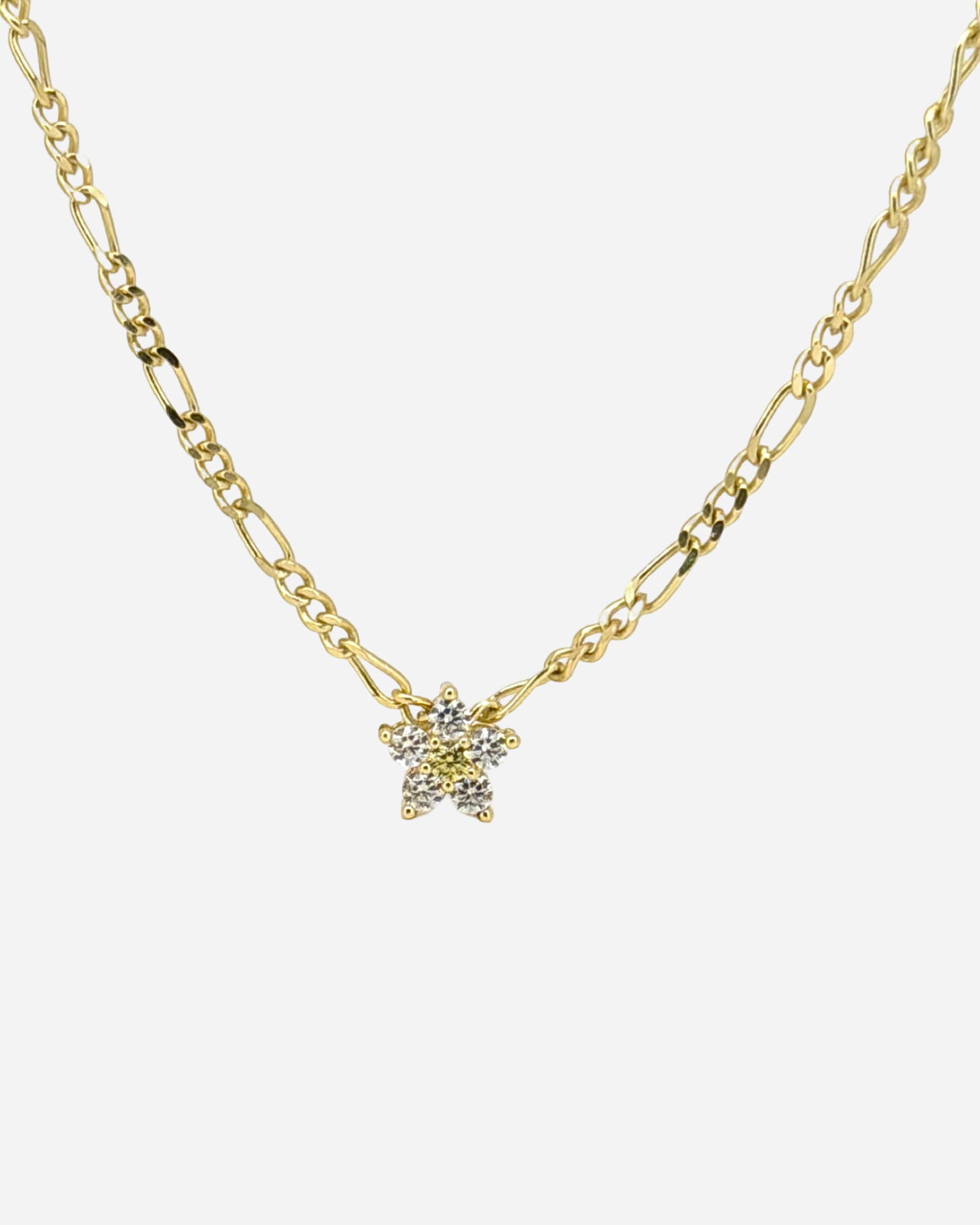 Choose Flower In Figaro Chain Necklace
