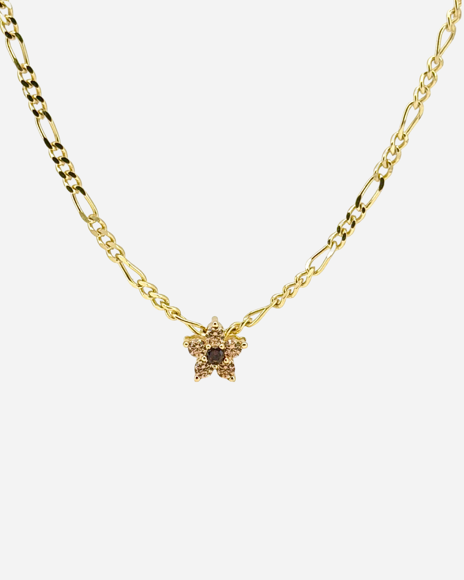 Choose Flower In Figaro Chain Necklace