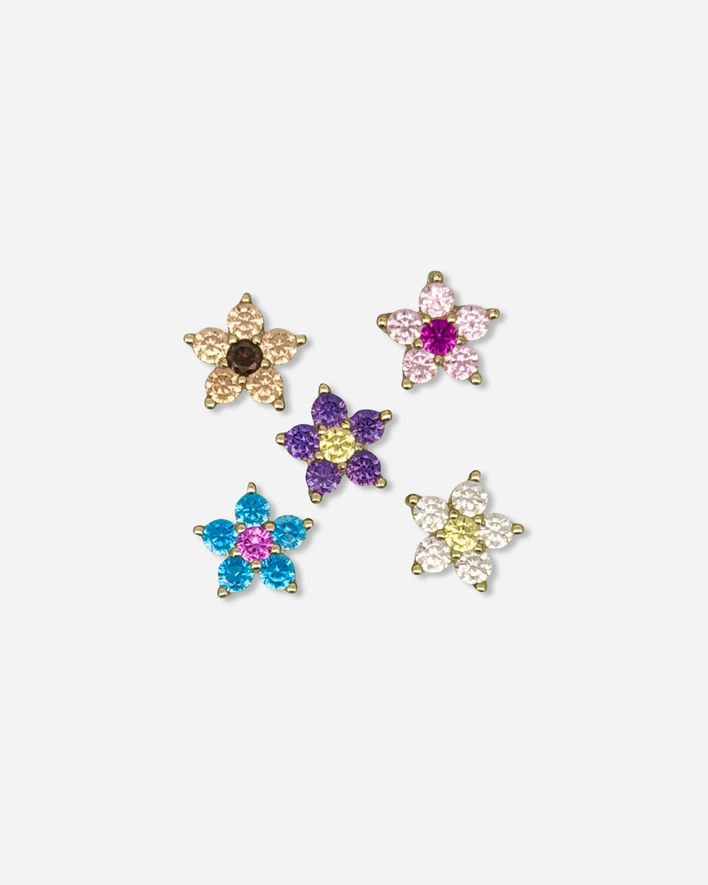 Custom Flower Gemstone with Your Initial Necklace