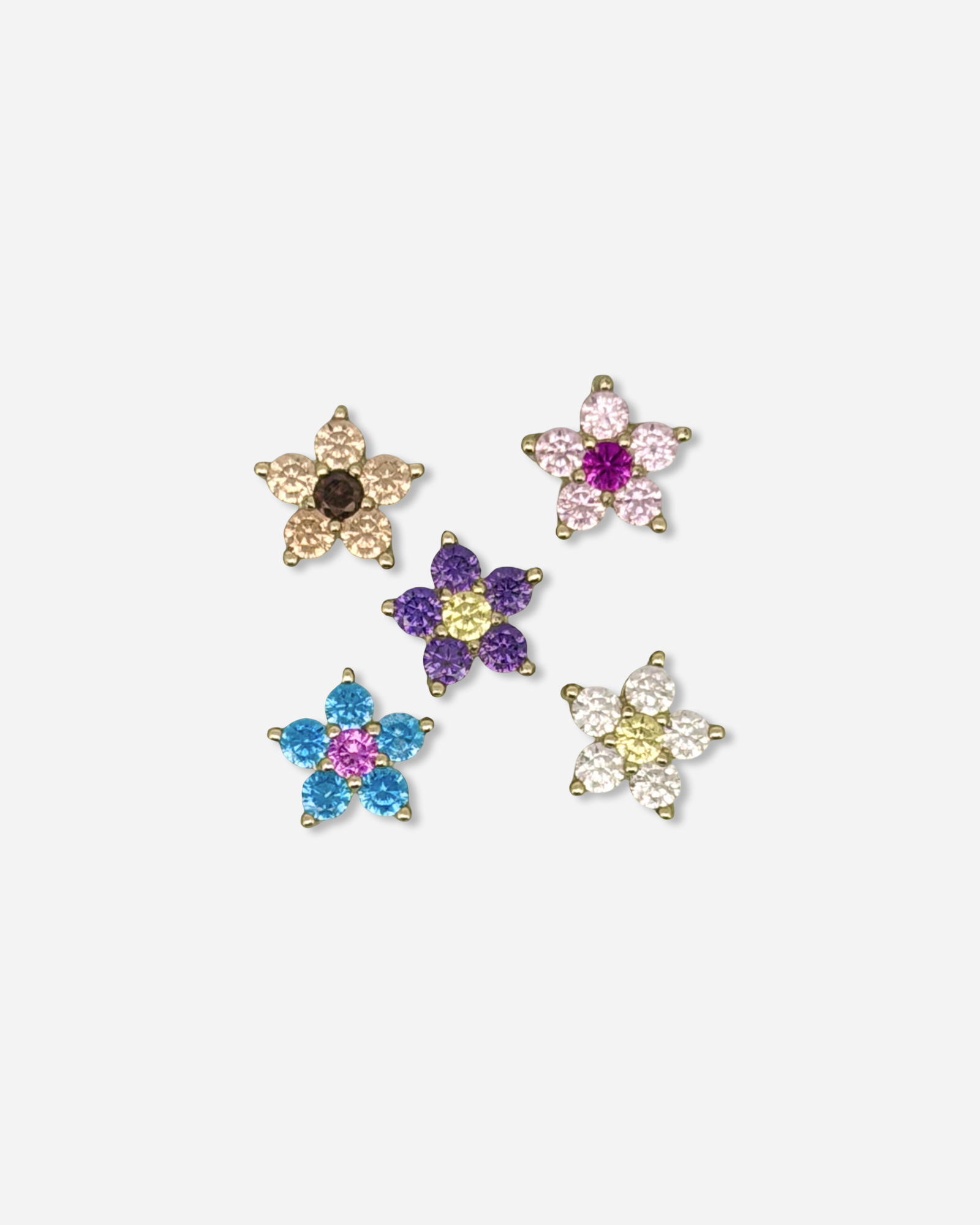 Custom Flower Gemstone with Your Initial Necklace