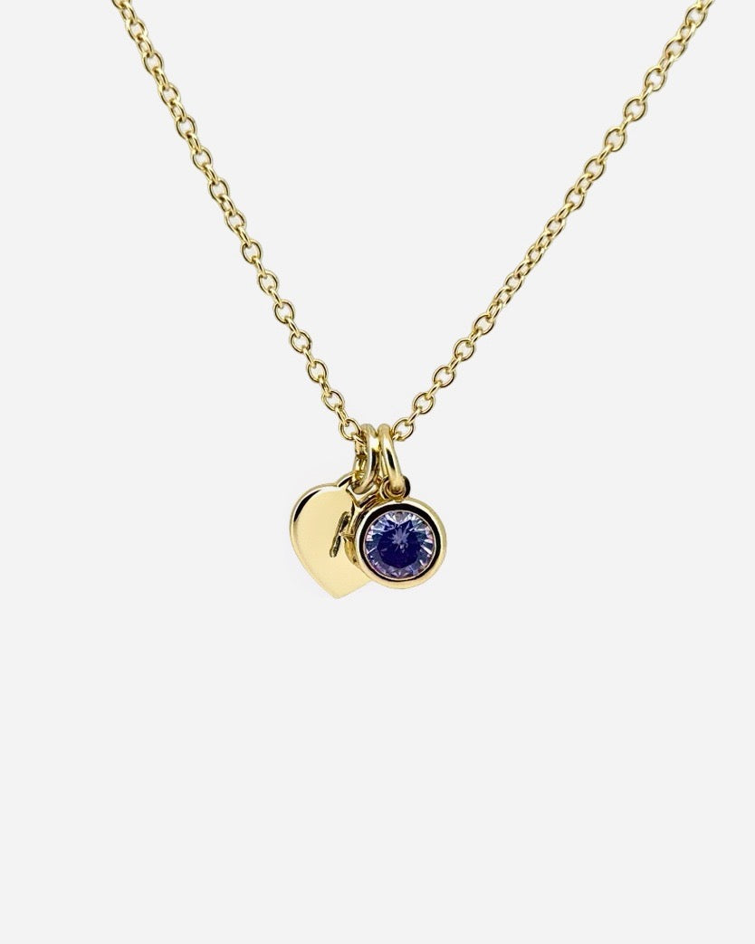 Custom Heart Initial with Birthstone Necklace
