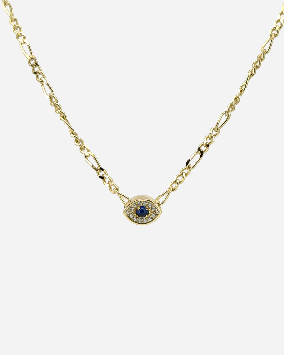 Collar o pulsera de cadena tipo fígaro con piedras preciosas de mal de ojo