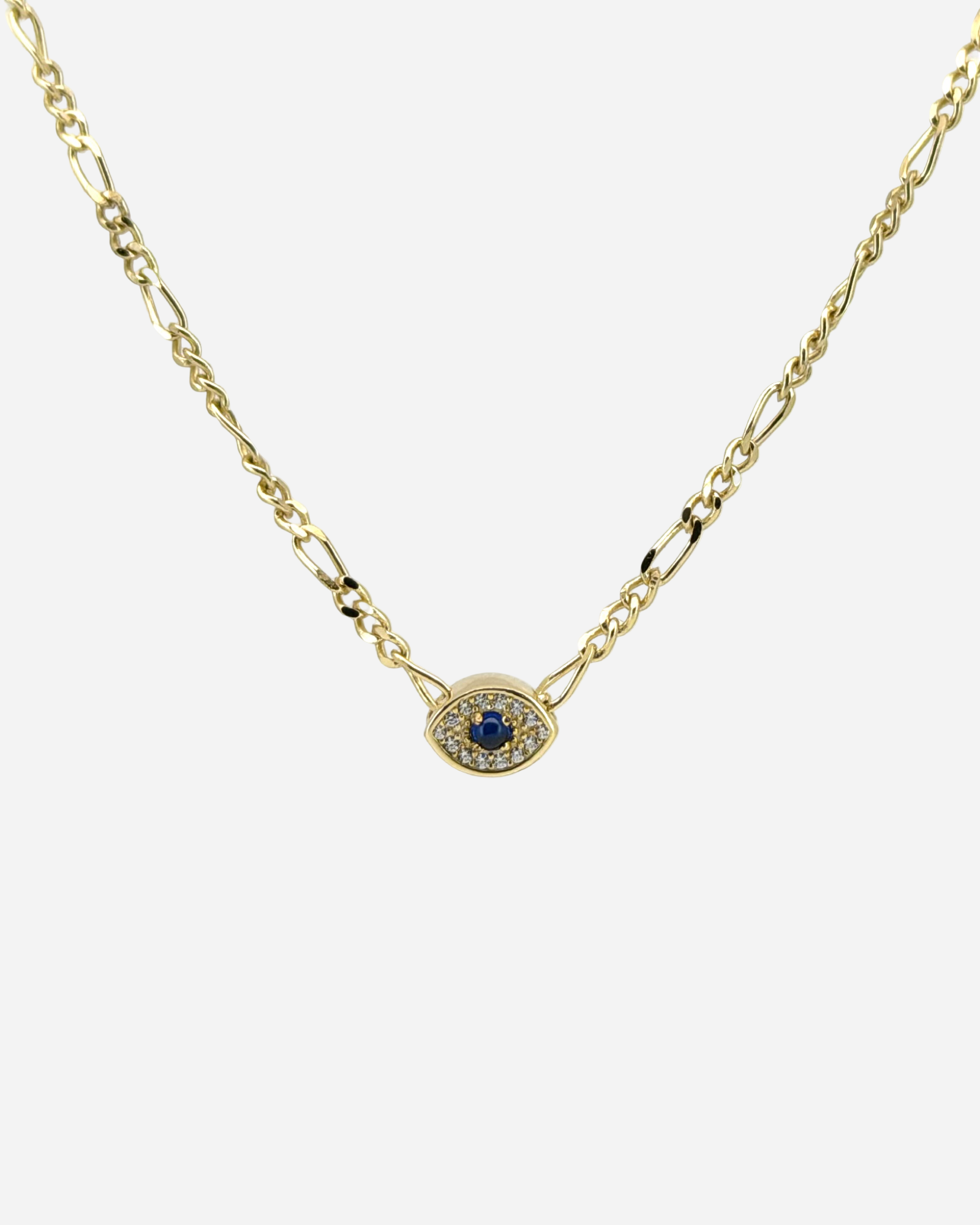 Collar o pulsera de cadena tipo fígaro con piedras preciosas de mal de ojo