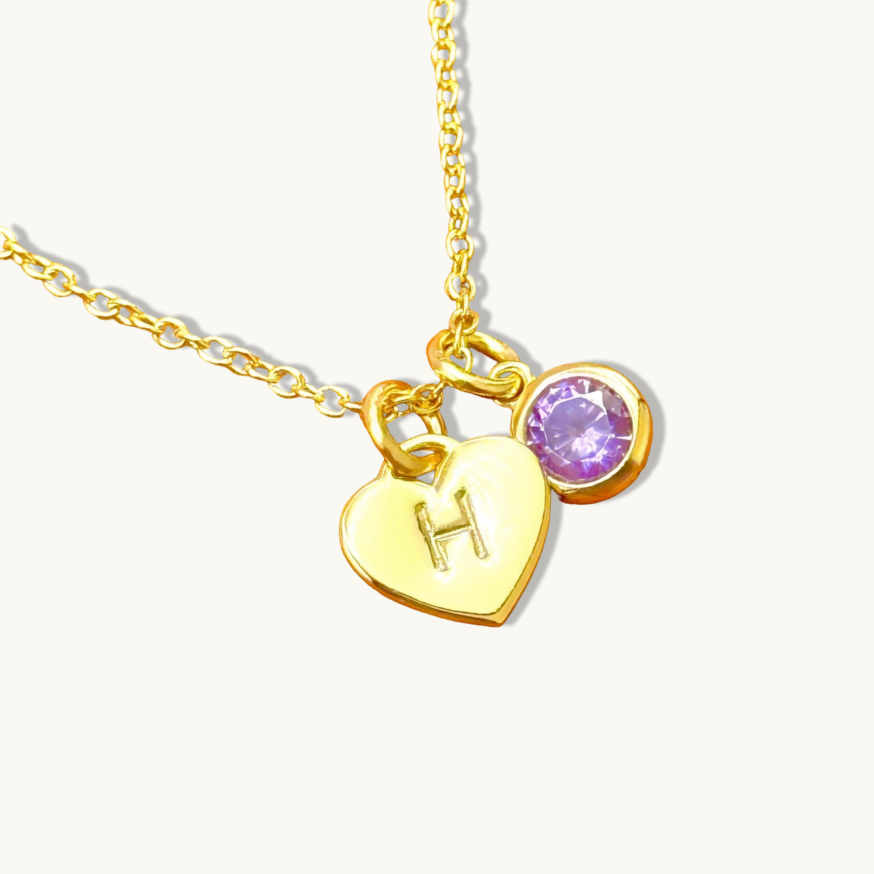 Custom Heart Initial with Birthstone Necklace