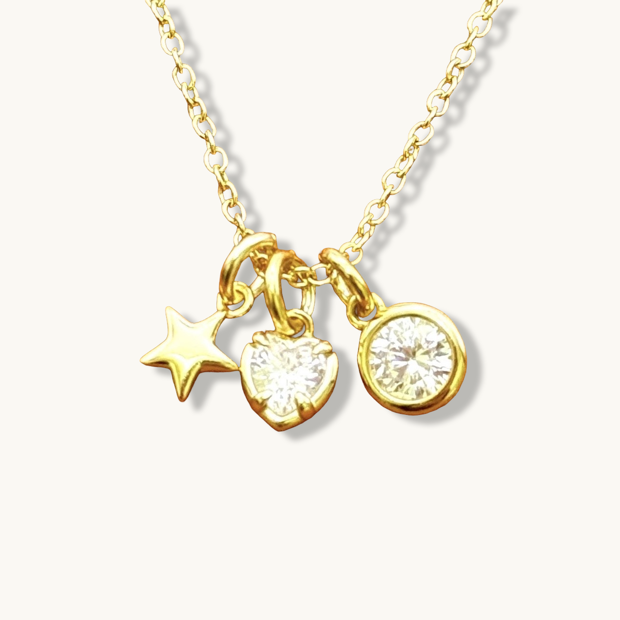 Star, Heart, Round Gemstones Necklace