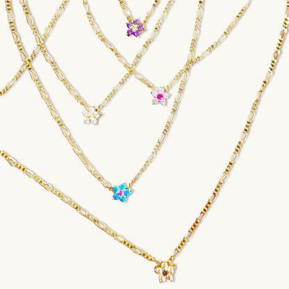 Flower In Figaro Chain Necklace