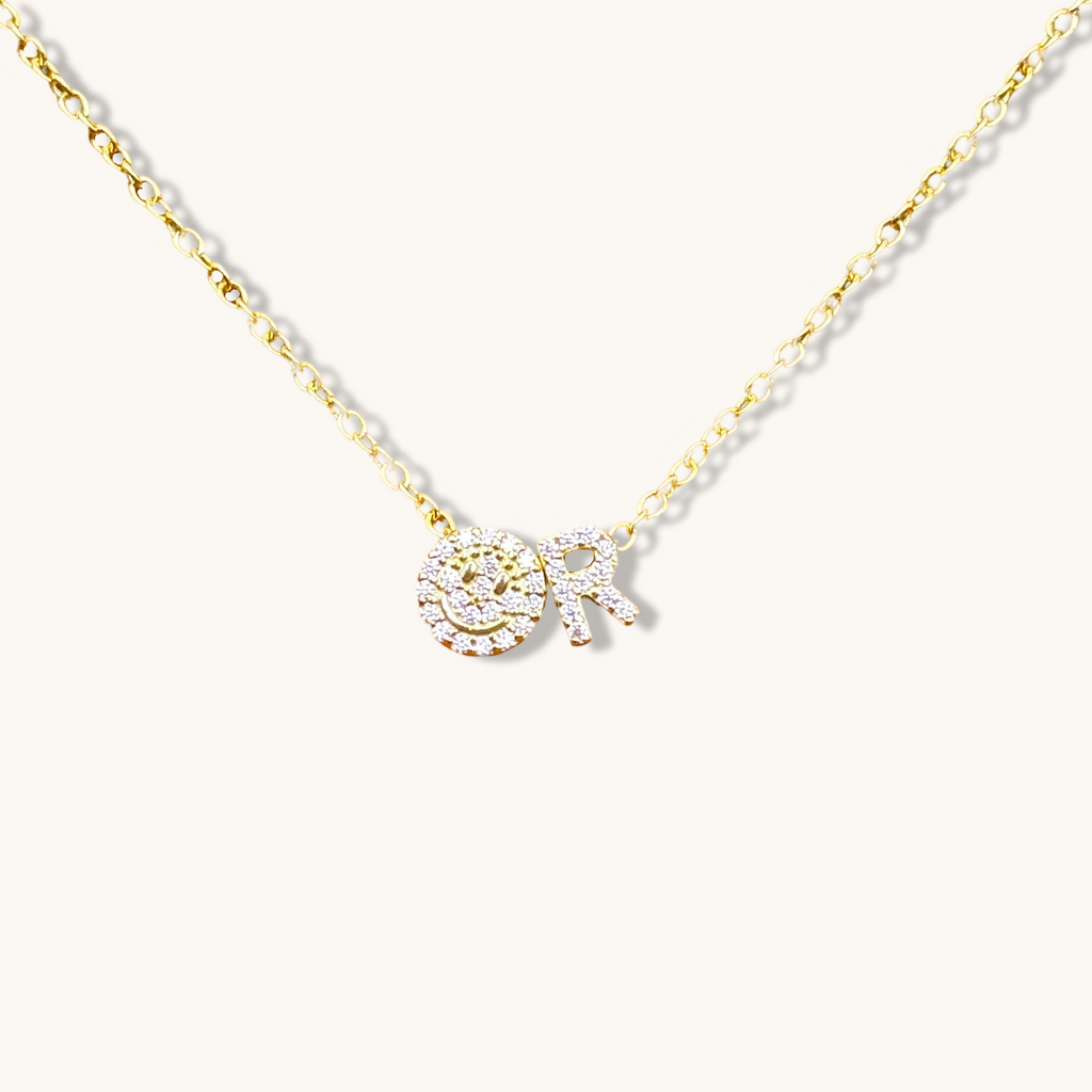 Custom Happy Charm with your Initial Necklace